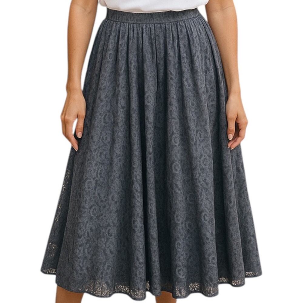SOLO Midi Skirt Womens 12 Black Lace Whimsy Goth Romantic Capsule Minimalist